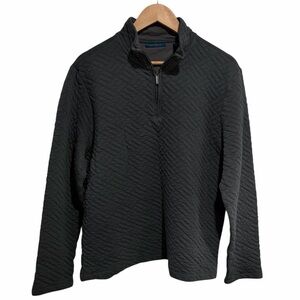 Perry Ellis Men's Grey Quilted Quarter-Zip Sweater Cotton Blend XL
